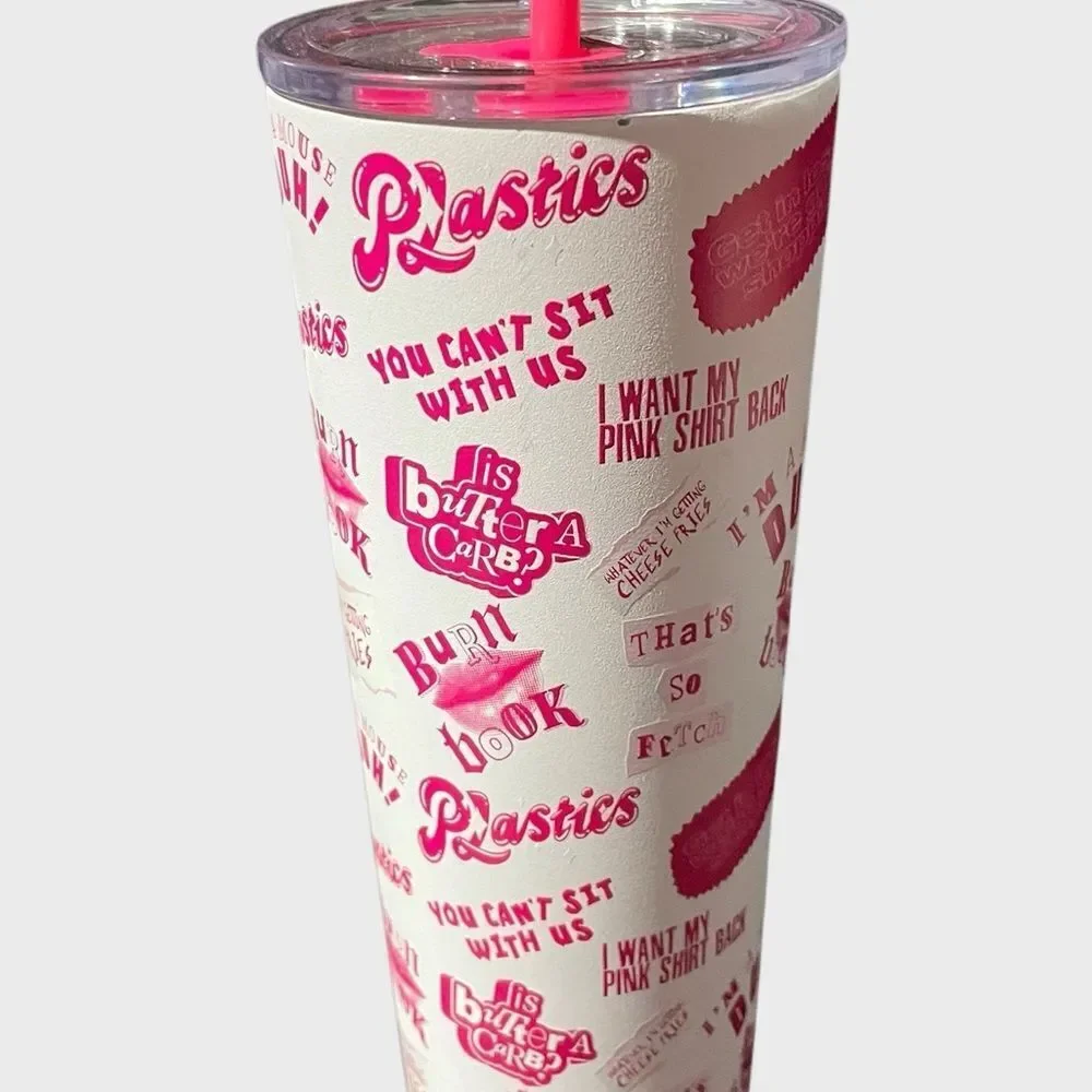 Mean Girls 24oz Insulated Tumbler Movie Quotes Pink Cup NWT